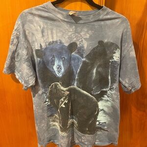 Vintage Gildan Tie-Dye Blue Bear Graphic T-Shirt